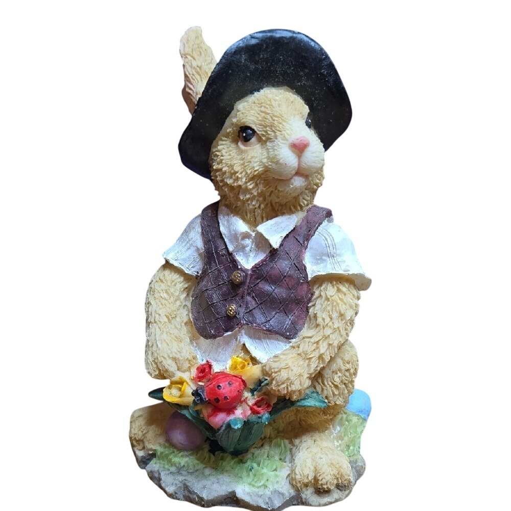 Easter Bunny‎ Figurine with Vest and Top Hat, 2.5"